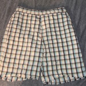 Original Penguin men’s blue and tan plaid shorts. Size 34.
